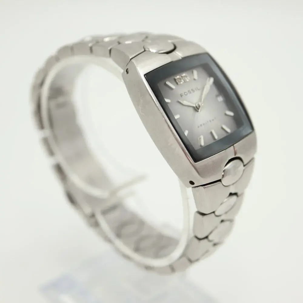 Fossil Arkitekt Silver Tone Square 26mm Womens Watch Steel FS2921 w New Battery
